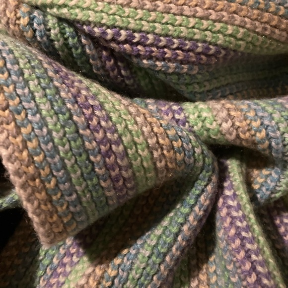 Eldon Multi Coloured Cashmere Striped Scarf with Tassels - Picture 2 of 6